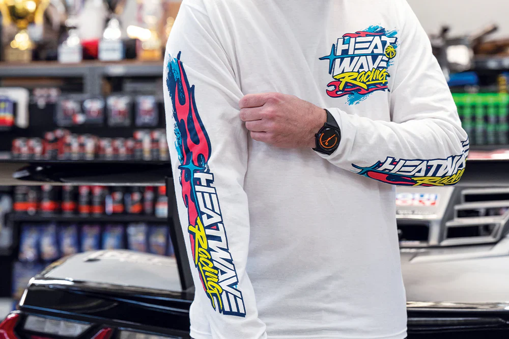 HWV UPF LONG SLEEVE: Y2K Racing White Long Sleeve T-Shirt - Image 3